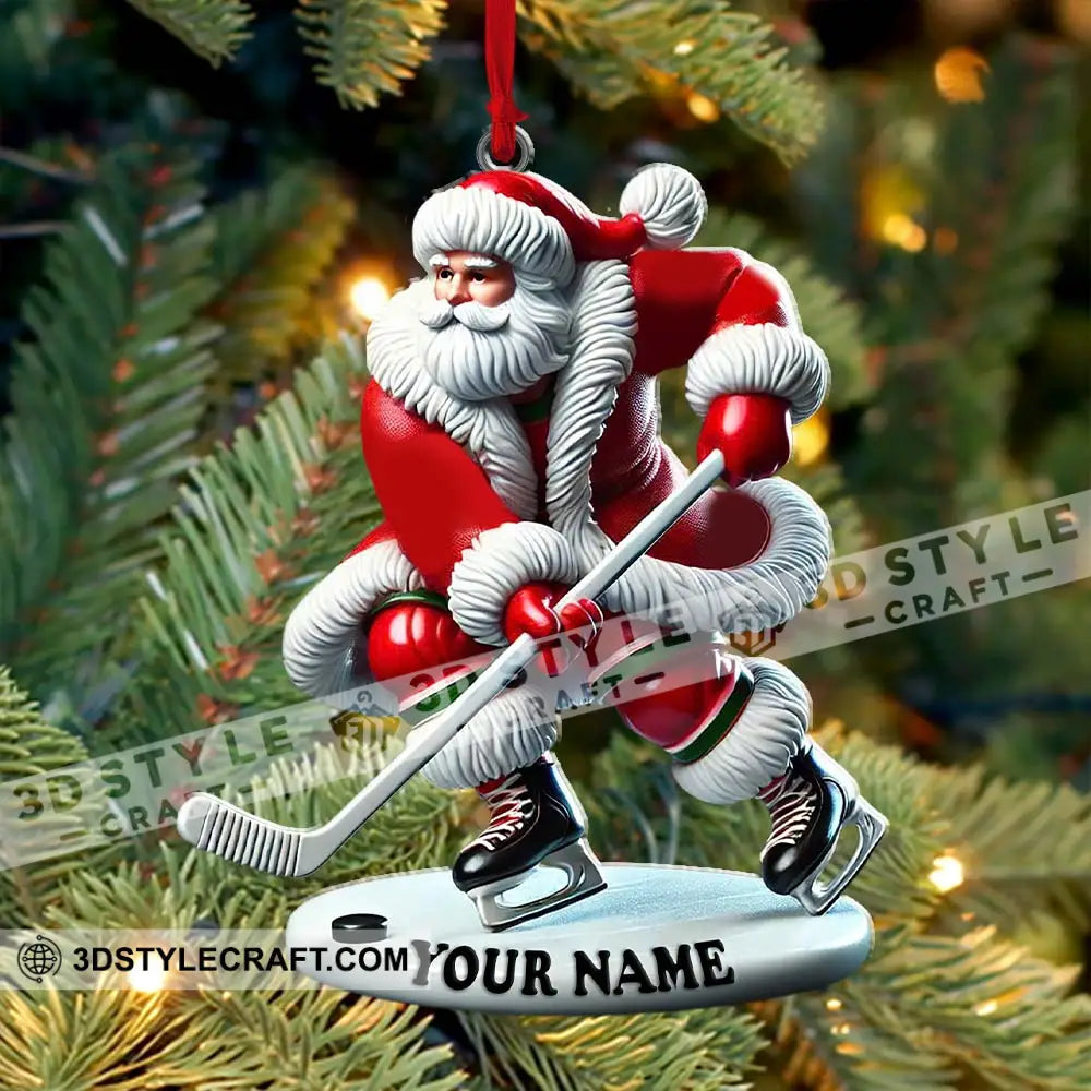 Custom Name Hockey Santa Ornament Lover Christmas Gift