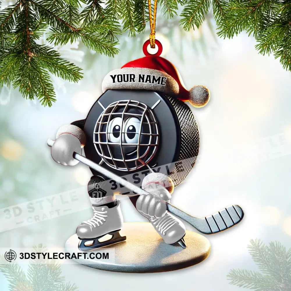 Custom Name Ice Hockey Ornament Christmas Gift 3.54’’ / 1