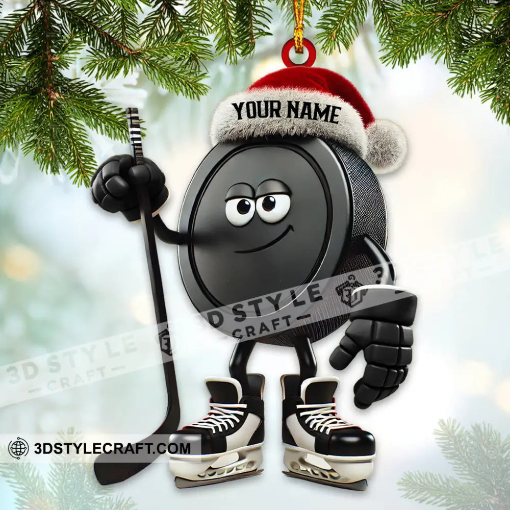 Custom Name Ice Hockey Ornament Christmas Gift 3.54’’ / 1