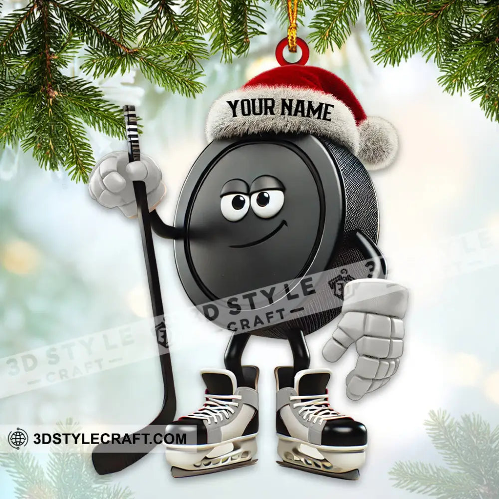 Custom Name Ice Hockey Ornament Christmas Gift