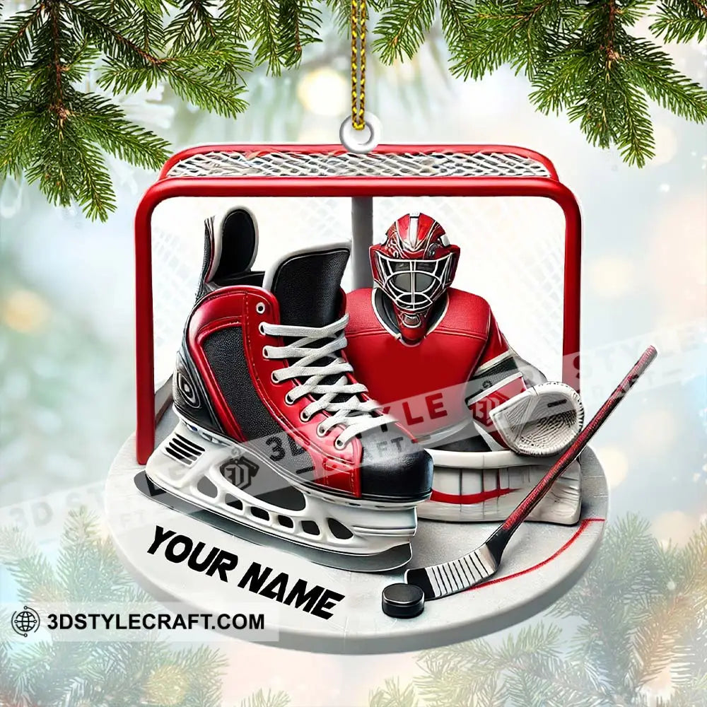 Custom Name Ice Hockey Ornament Christmas Gift Decoration 3.54’’ / 1