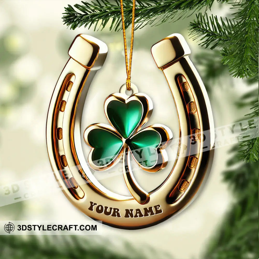 Custom Name Ireland Lucky Flower Ornament Lover Christmas Gift 3.54’’ / 1