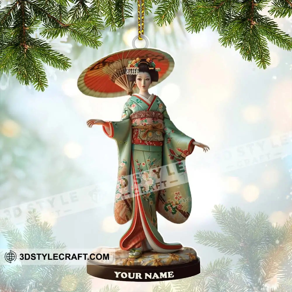 Custom Name Japanese Kimono Ornament Lover Christmas Gift 3.54’’ / 1