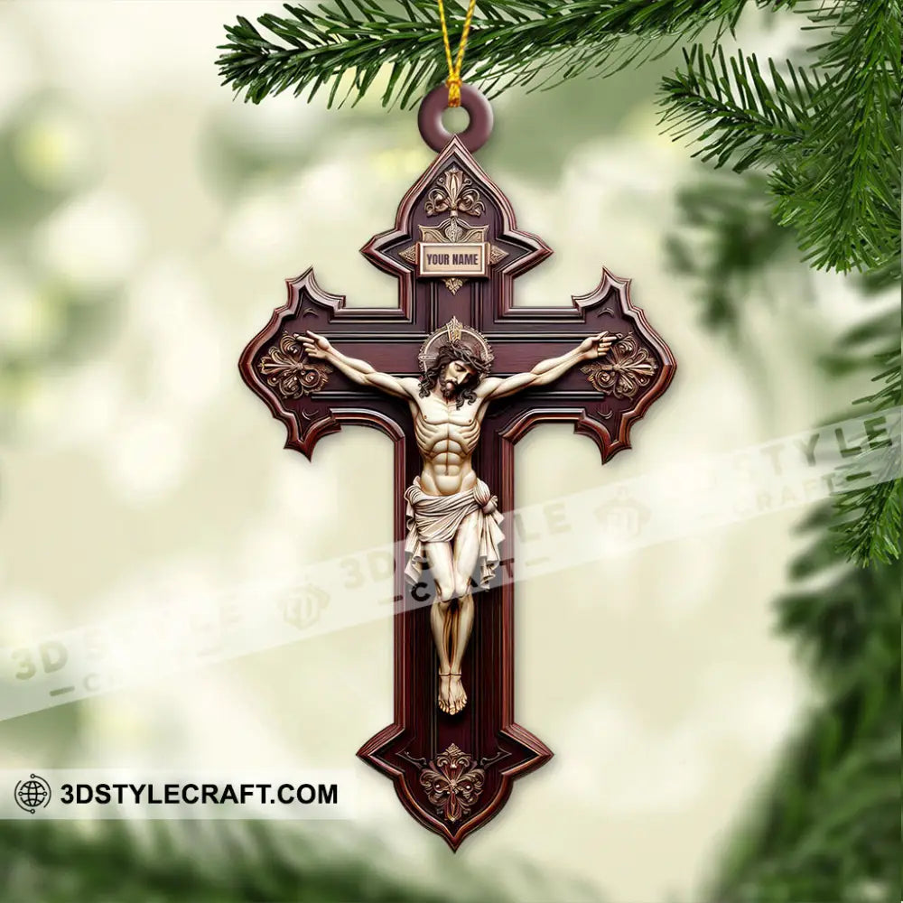 Custom Name Jesus Christ Ornament Christmas Gift For Christian 3.54’’ / 1