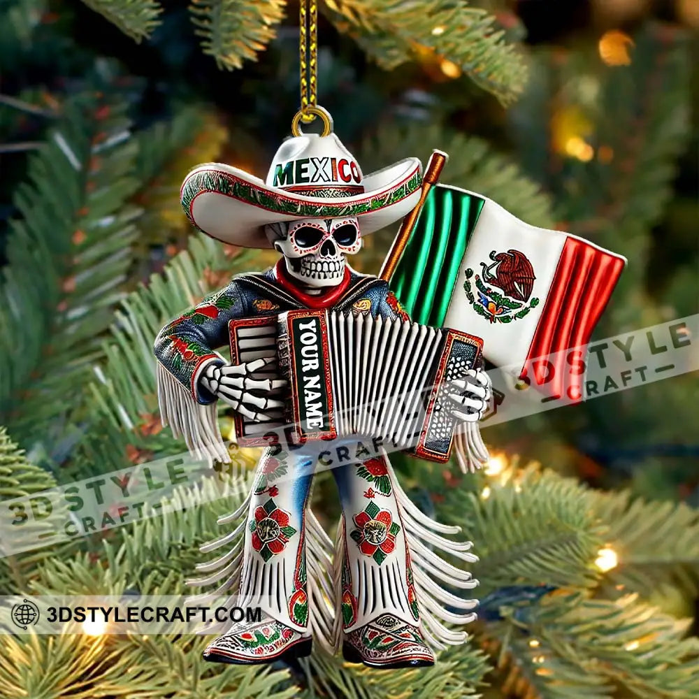 Custom Name Mexico Ornament Christmas Gift For Mexican 3.54’’ / 1