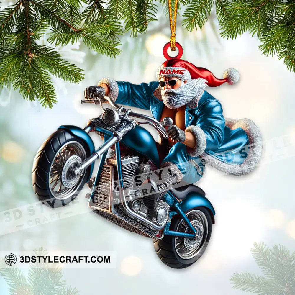 Custom Name Motorbike Santa Ornament Lover Christmas Gift