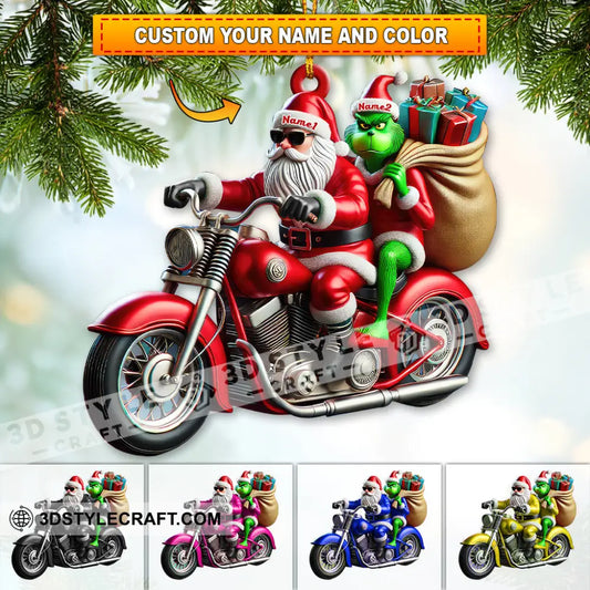 Custom Name Motorcycle Christmas Santa Ornament Gift For Lover