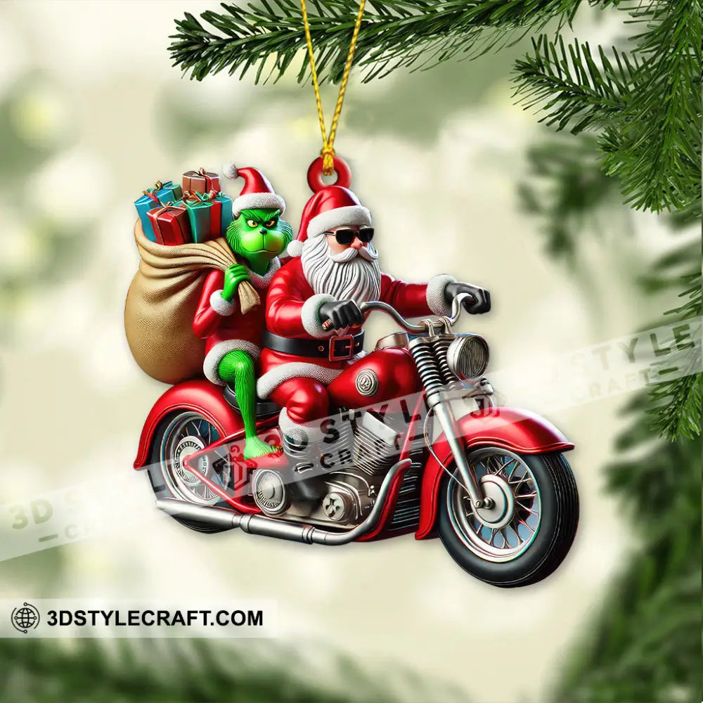 Custom Name Motorcycle Christmas Santa Ornament Gift For Lover 3.54’’ / 1