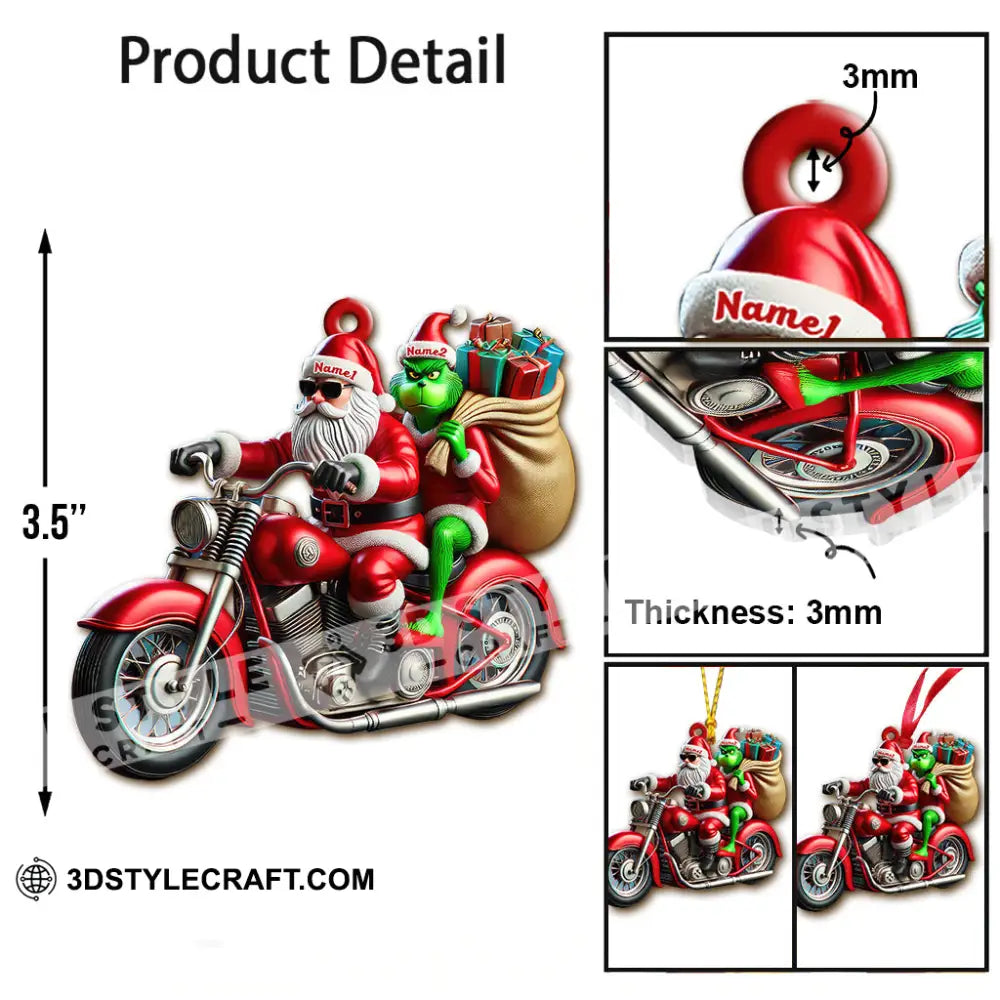 Custom Name Motorcycle Christmas Santa Ornament Gift For Lover