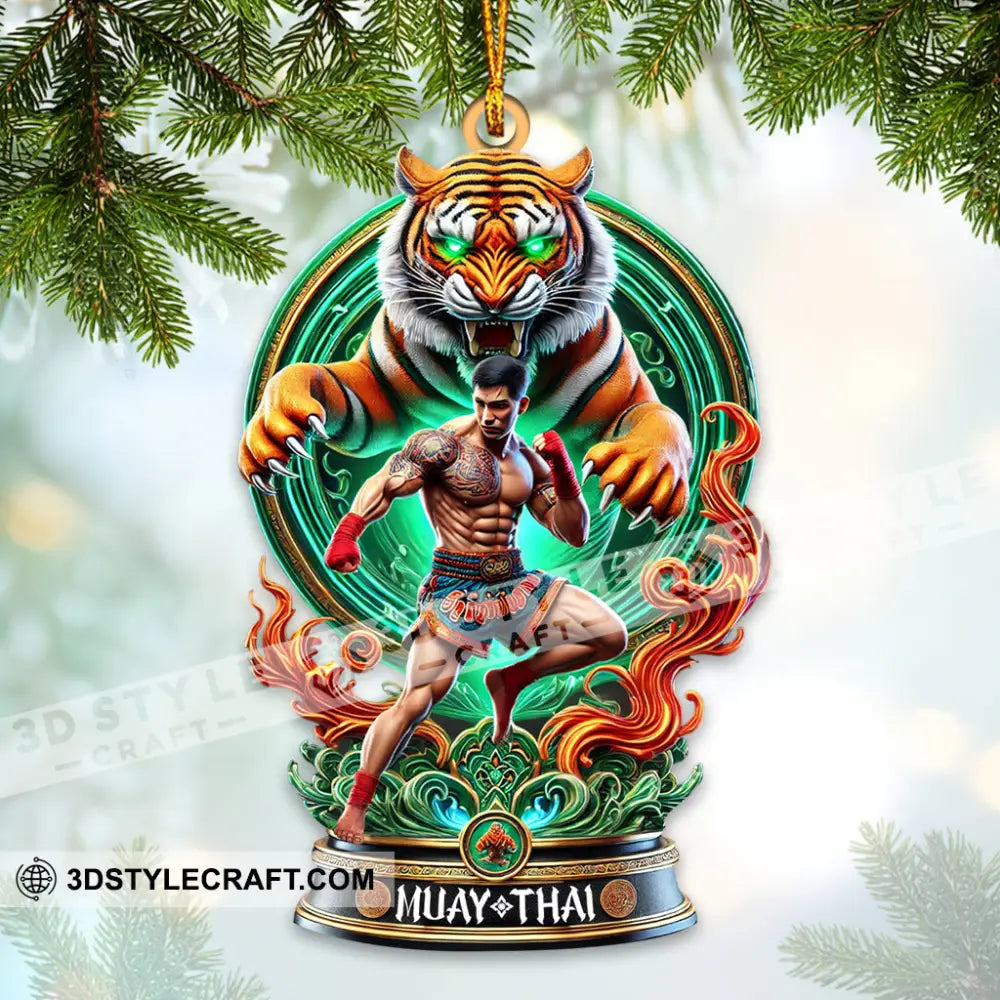 Custom Name Muay Thai Ornament Santa Christmas Gift 3.54’’ / 1