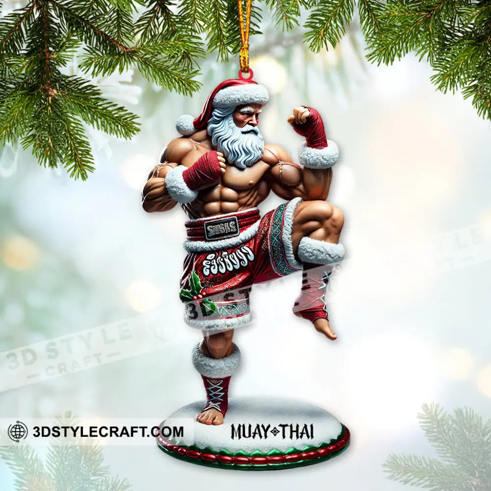 Custom Name Muay Thai Ornament Santa Christmas Gift 3.54’’ / 1