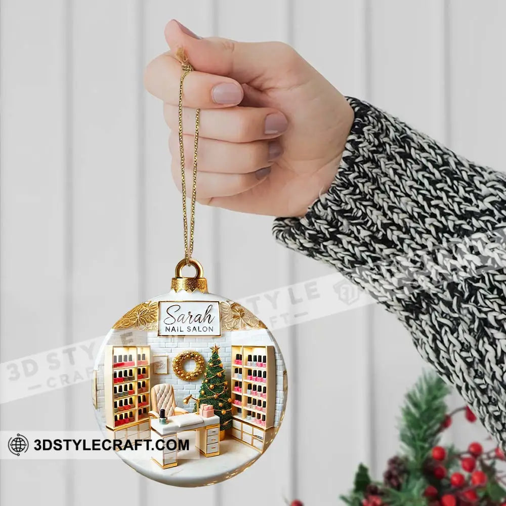 Custom Name Nail Salon Ornament Christmas Decoration