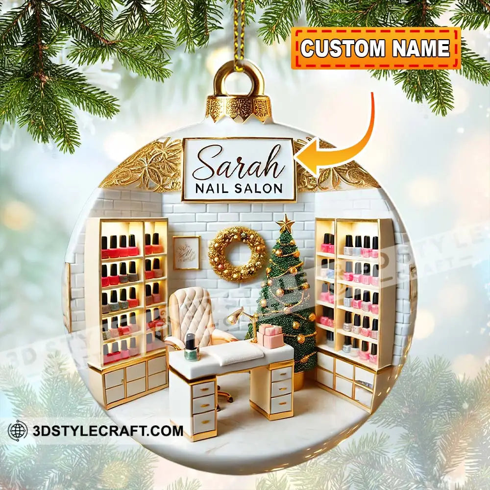 Custom Name Nail Salon Ornament Christmas Decoration