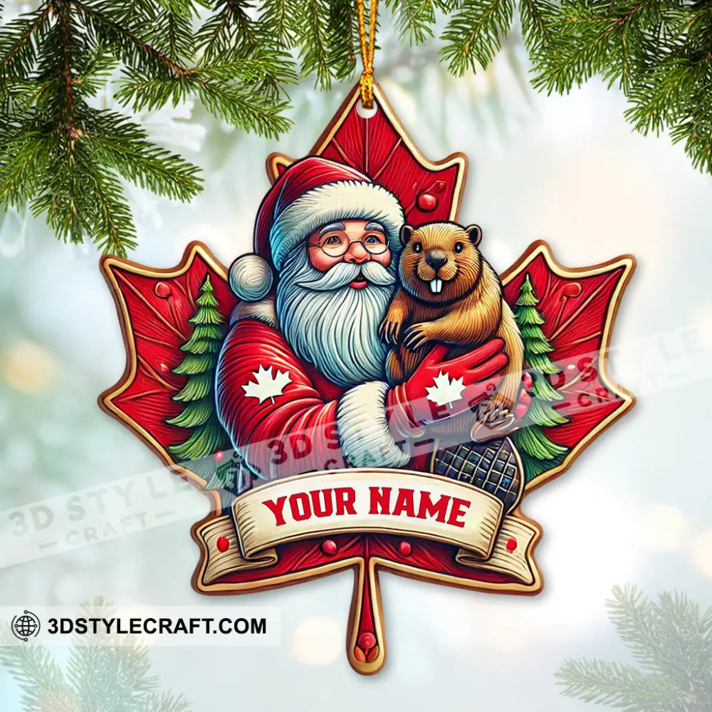 Custom Name Ornament Canada Santa