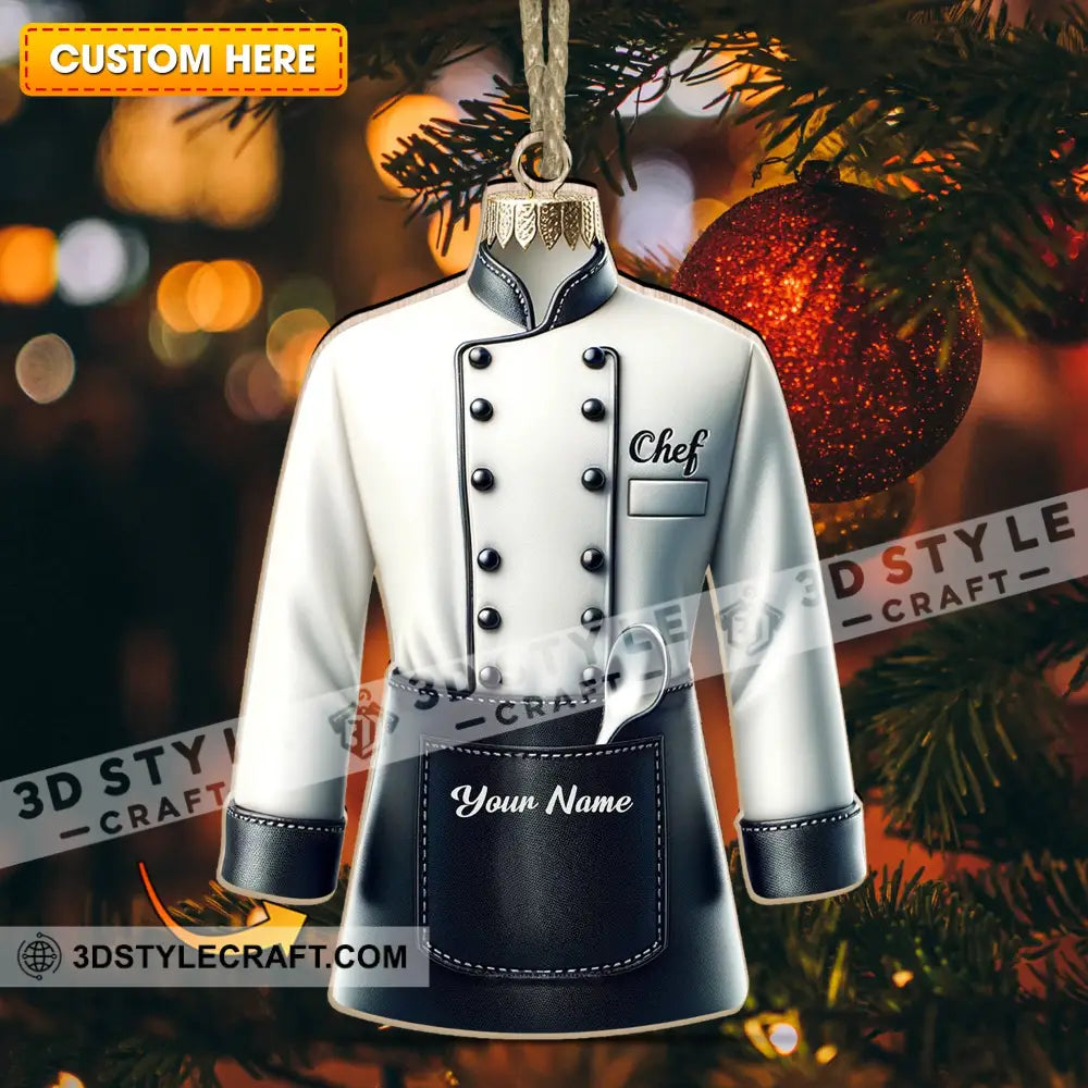 Custom Name Ornament Chef Uniform 1 Pack