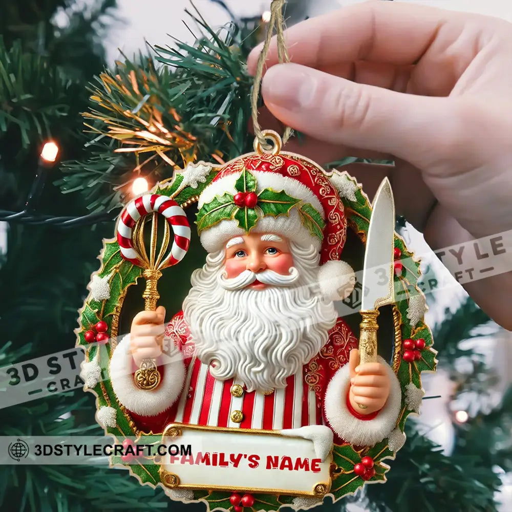 Custom Name Ornament Christmas Santa Chef