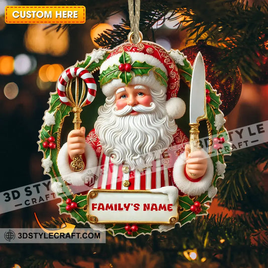 Custom Name Ornament Christmas Santa Chef