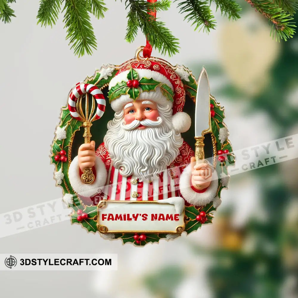 Custom Name Ornament Christmas Santa Chef 1 Pack