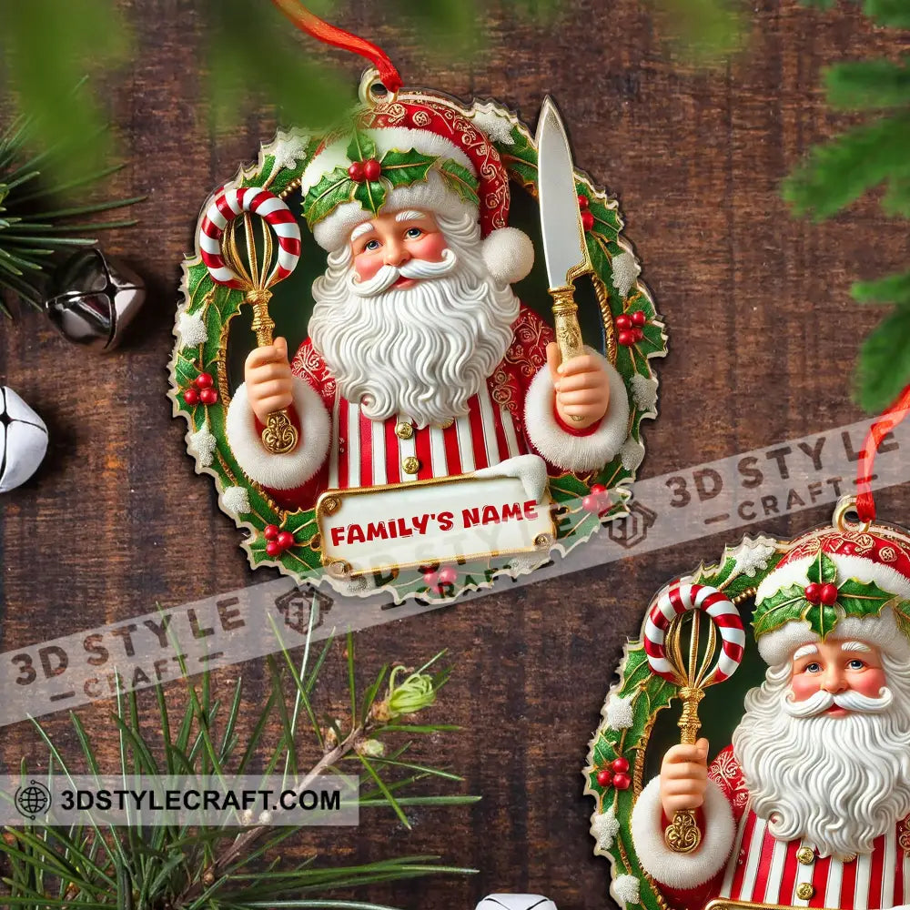 Custom Name Ornament Christmas Santa Chef