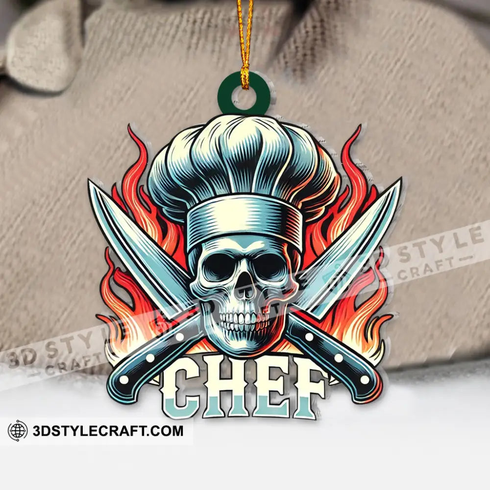 Custom Name Ornament Skull Chef