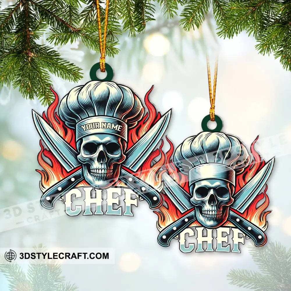 Custom Name Ornament Skull Chef