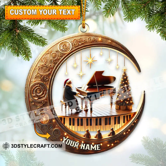 Custom Name Piano Santa Ornament Christmas Gift Decoration