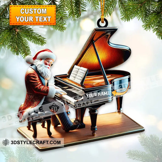 Custom Name Piano Santa Ornament Christmas Gift Decoration