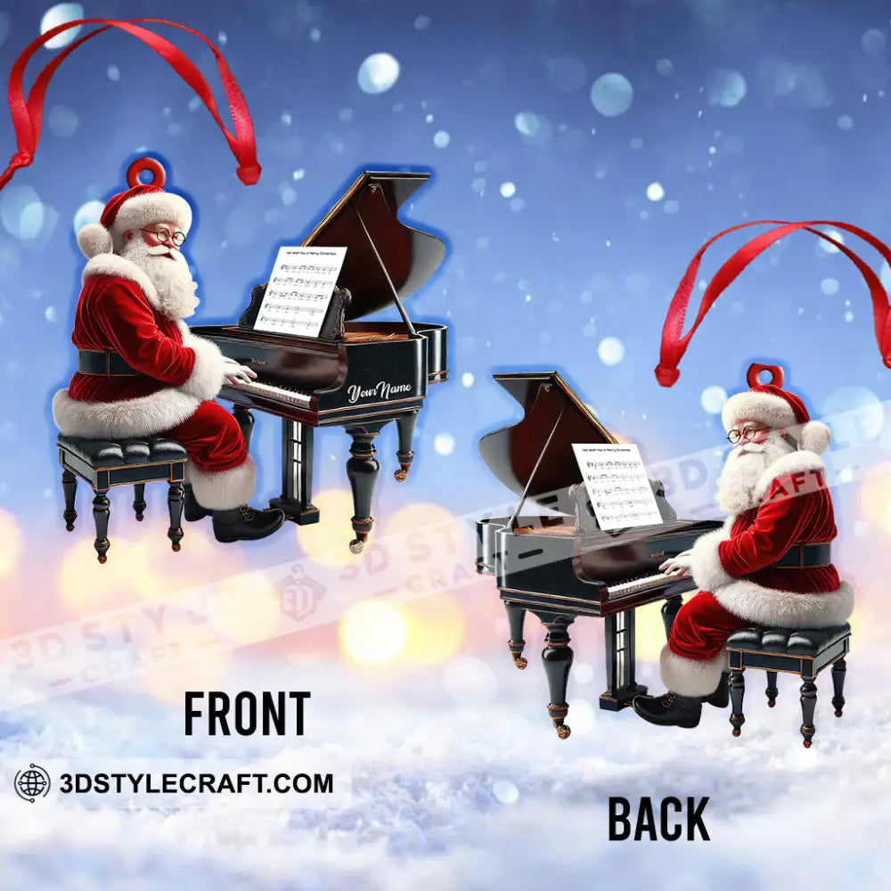 Custom Name Piano Santa Ornament Christmas Gift For Pianist