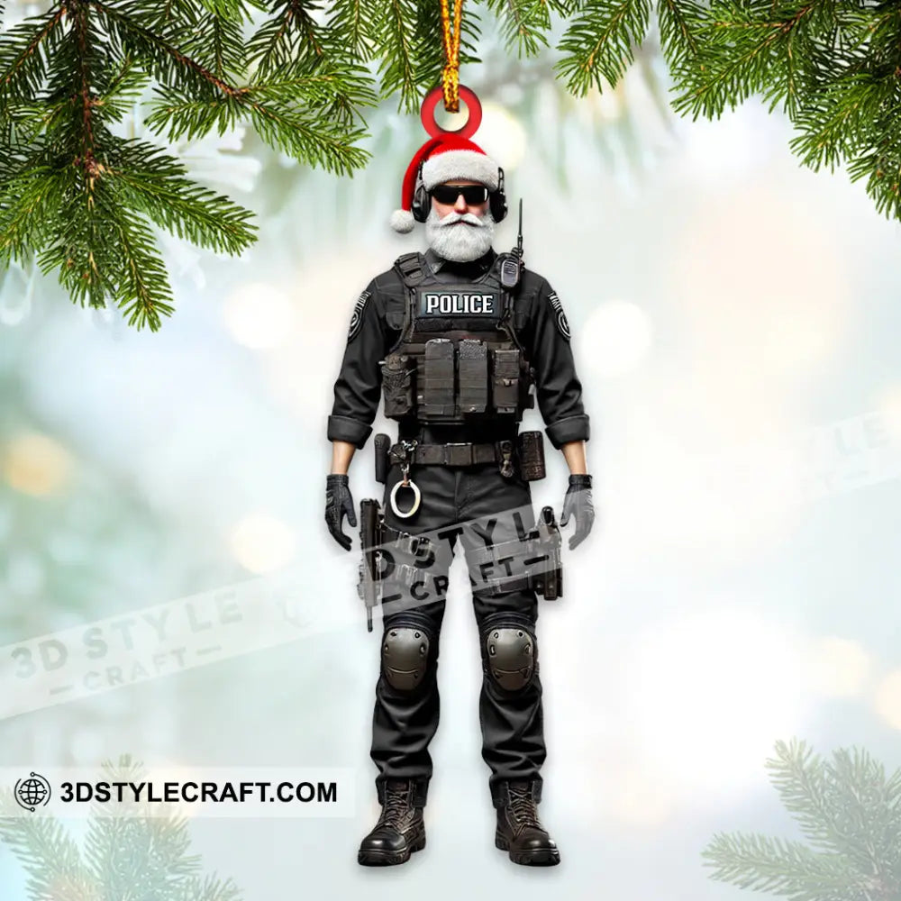 Custom Name Police Santa Ornament Christmas Gift