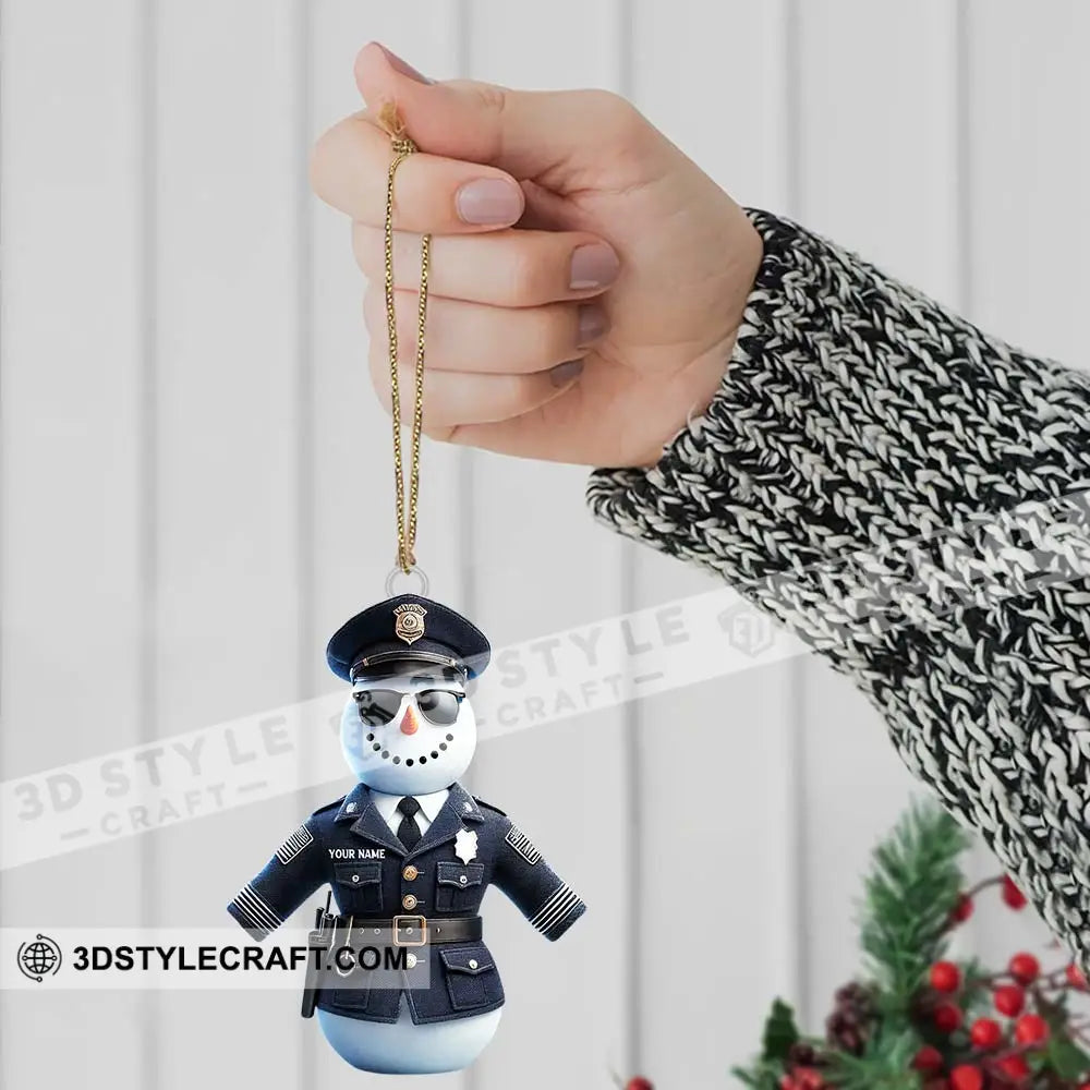 Custom Name Police Snowman Ornament Christmas Gift For