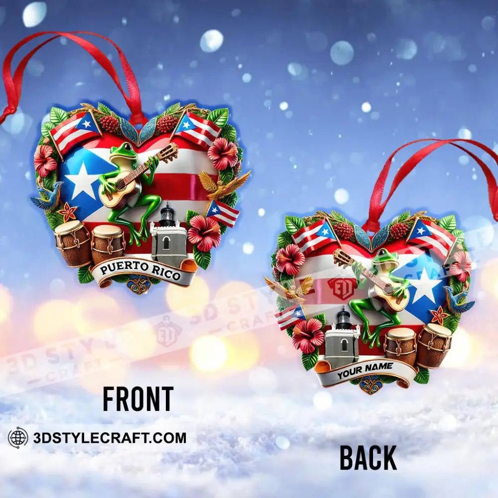 Custom Name Puerto Rico Ornament Christmas Gift For Lover