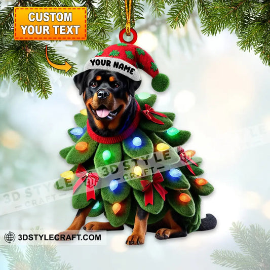 Custom Name Rottweiller Ornament Dog Christmas Gift Decoration