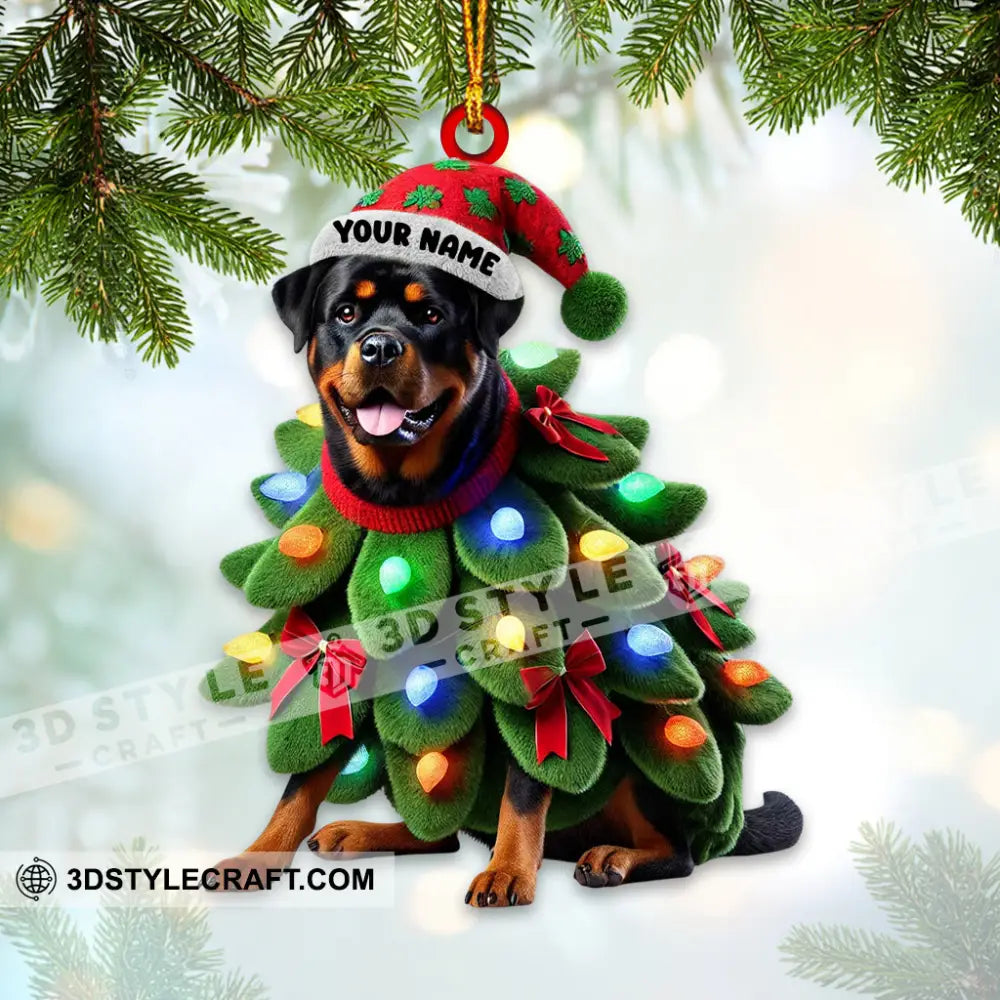 Custom Name Rottweiller Ornament Dog Christmas Gift Decoration 3.54’’ / 1