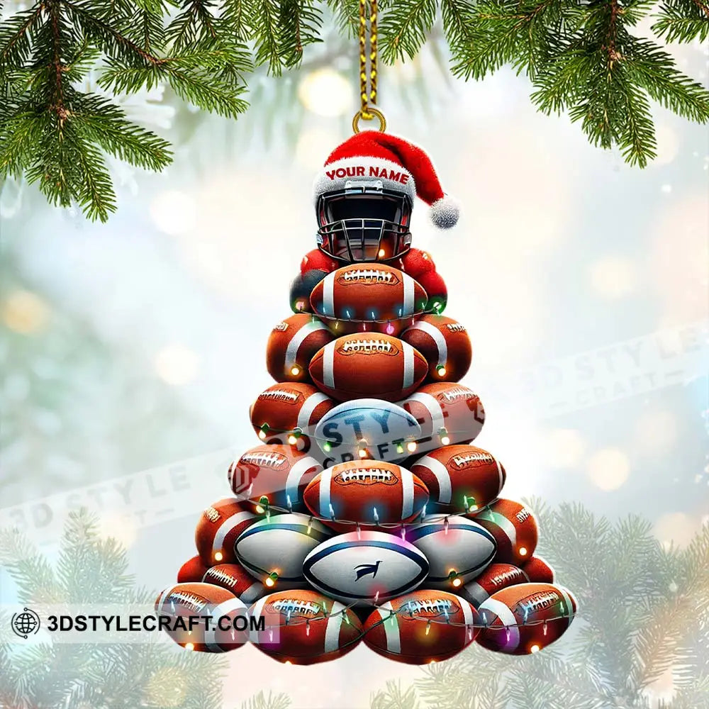 Custom Name Rugby Football Ornament Lover Christmas Gift 3.54’’ / 1