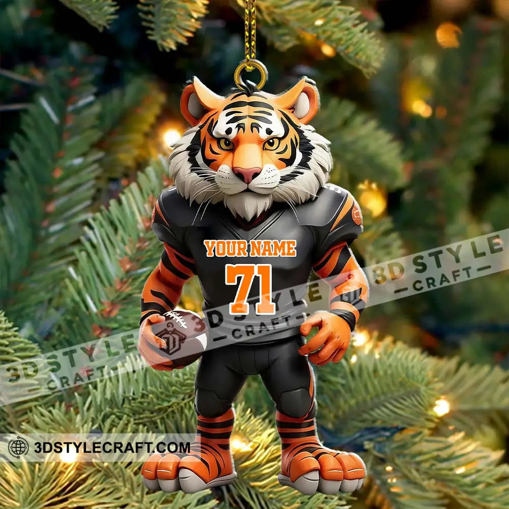 Custom Name Rugby Football Tiger Ornament Lover Christmas Gift