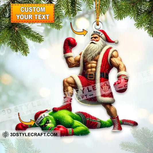 Custom Name Santa And Grinch Boxing Ornament Christmas Decoration