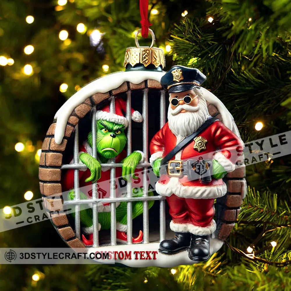 Custom Name Santa And Grinch Ornament Christmas Gift Decoration