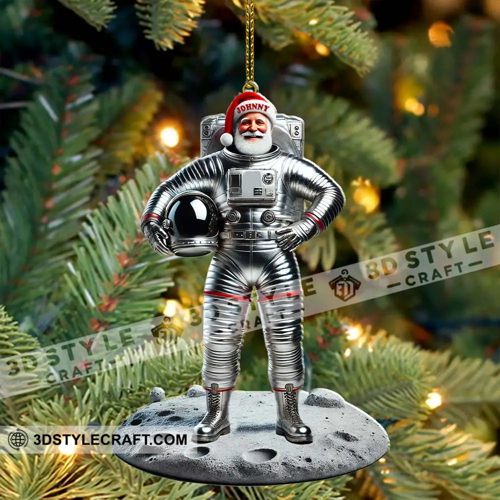 Custom Name Santa Astronaut Ornament Christmas Gift Decoration