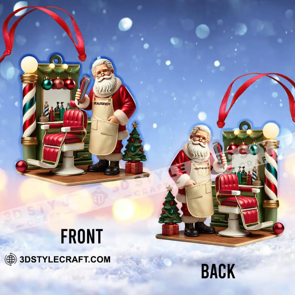 Custom Name Santa Barber Ornament Christmas Decoration For Shop