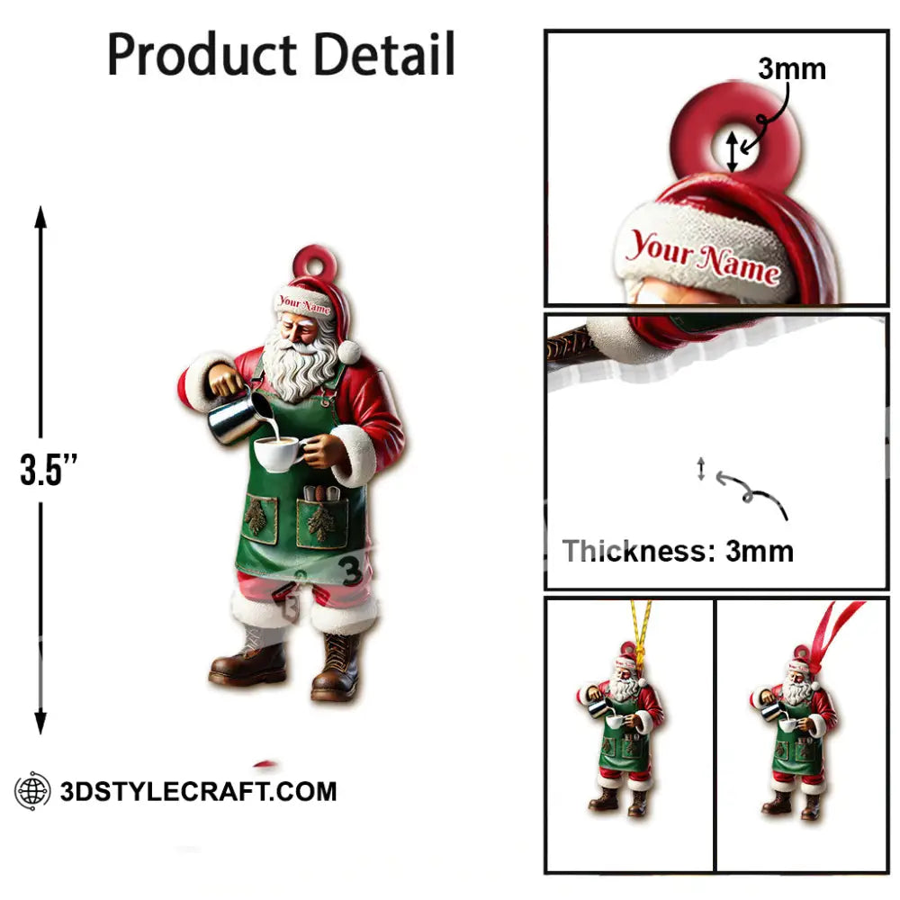 Custom Name Santa Bartender Ornament Home Decor Christmas Gift