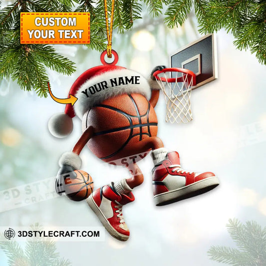 Custom Name Santa Basketball Ornament Christmas Gift