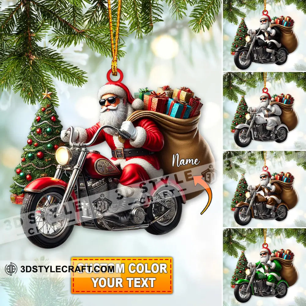 Custom Name Santa Bike Ornament Christmas Gift