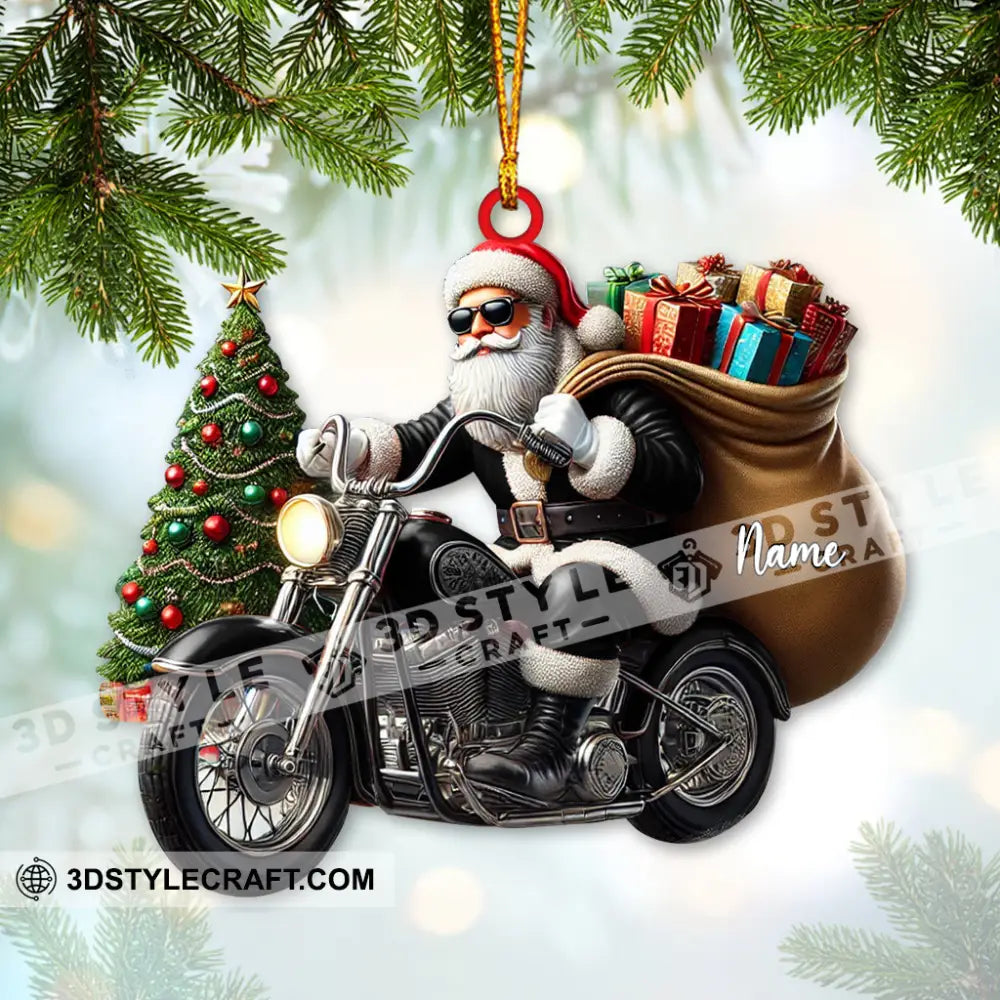 Custom Name Santa Bike Ornament Christmas Gift