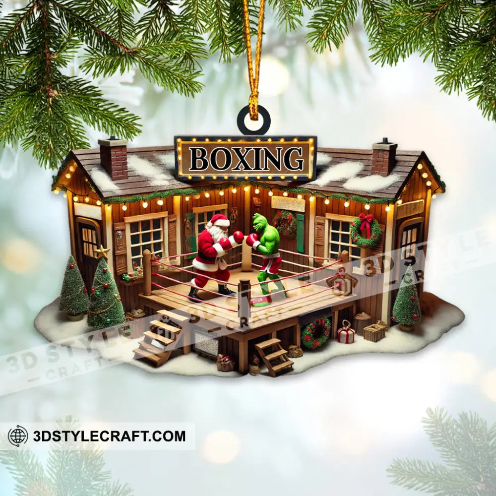 Custom Name Santa Boxing Ornament Lover Christmas Gift 3.54’’ / 1