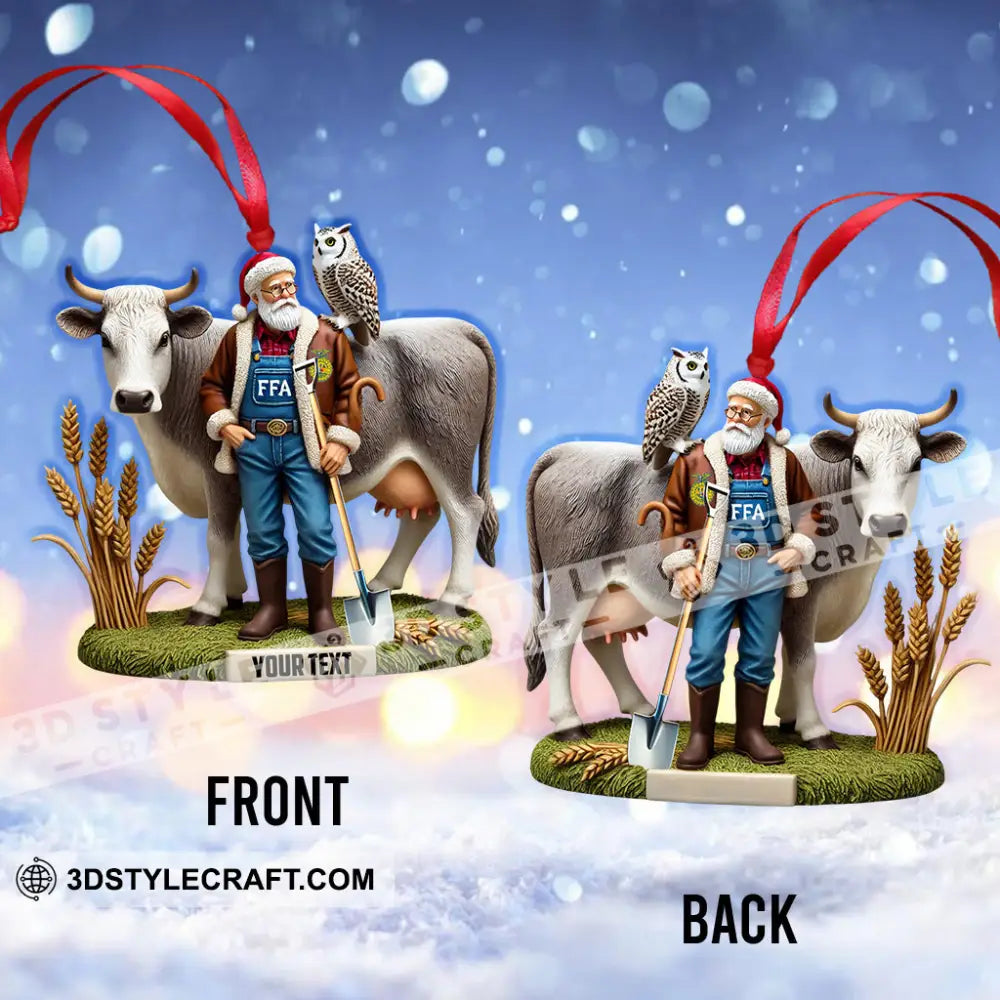 Custom Name Santa Farmer Ornament Christmas Gift