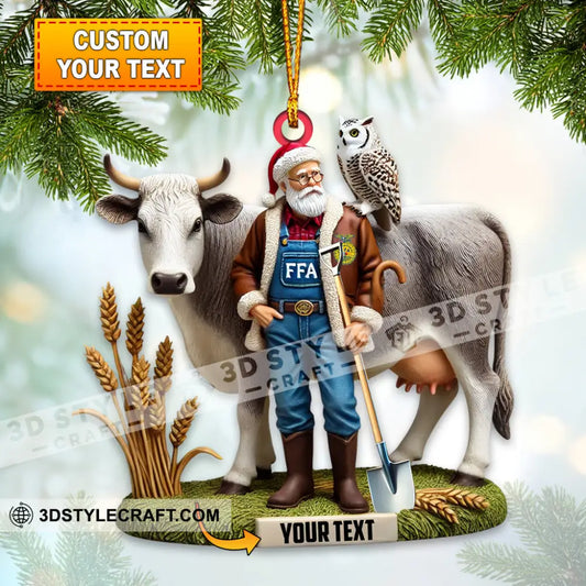 Custom Name Santa Farmer Ornament Christmas Gift