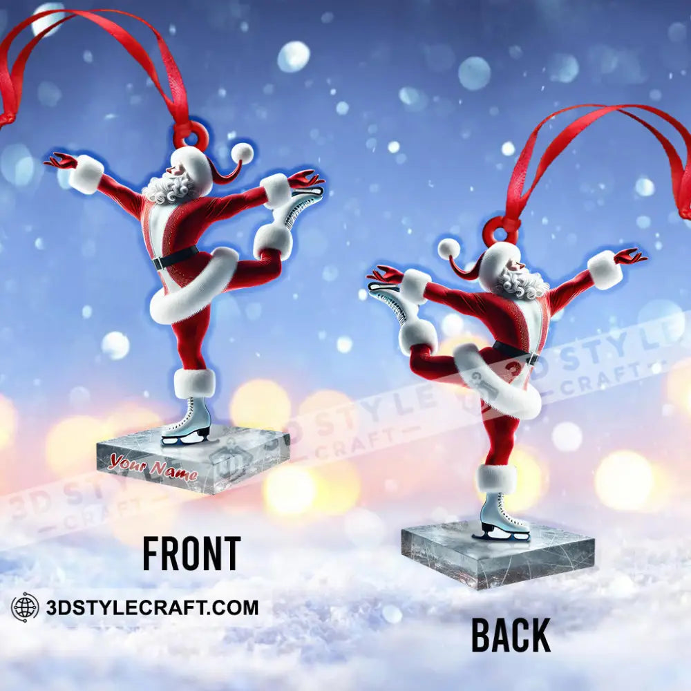 Custom Name Santa Figure Skating Ornament Christmas Decoration