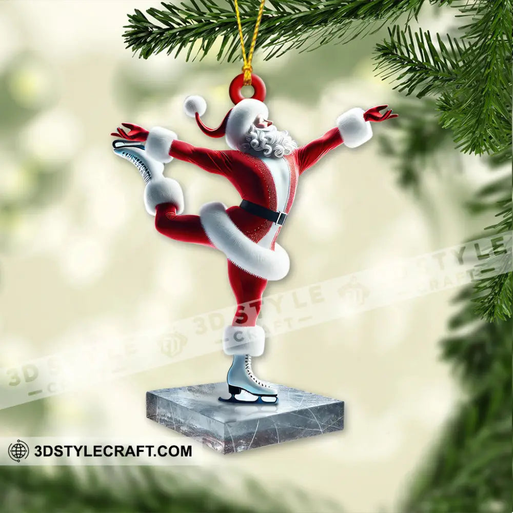 Custom Name Santa Figure Skating Ornament Christmas Decoration 3.54’’ / 1