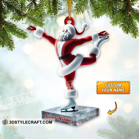 Custom Name Santa Figure Skating Ornament Christmas Decoration