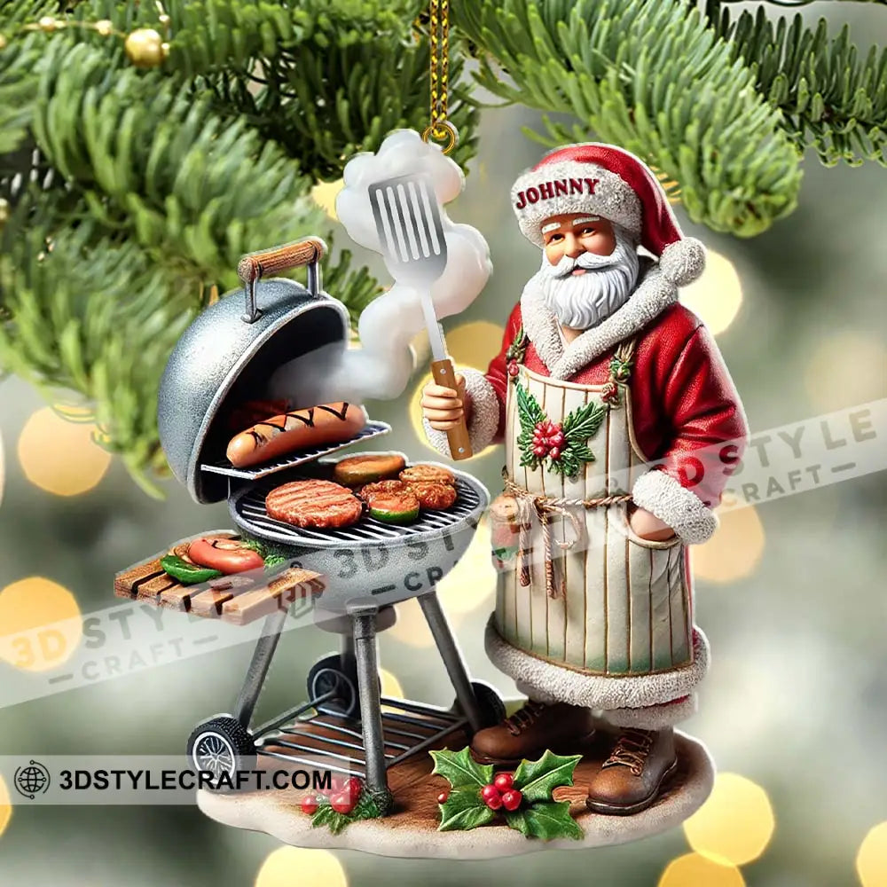 Custom Name Santa Grill Ornament Christmas Gift